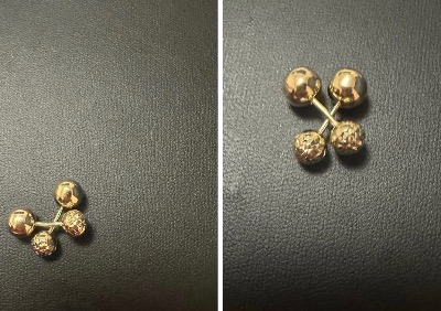 K18 Double Ball Screw Earring
