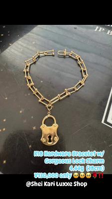 K18 Hardware Bracelet with Gorgeous Lock Charm 4.44g 18cm
