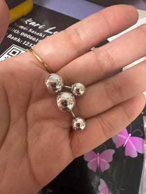 K18WG Double Ball Screw Earring 3.77g 11x8mm