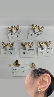 K18 Happy Heart Stud Earring 1.85g 15mm