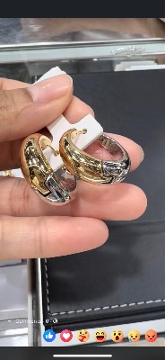 K18Y/W Design Hoop Earring