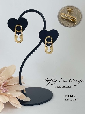 K18 Safety Pin Stud Earring