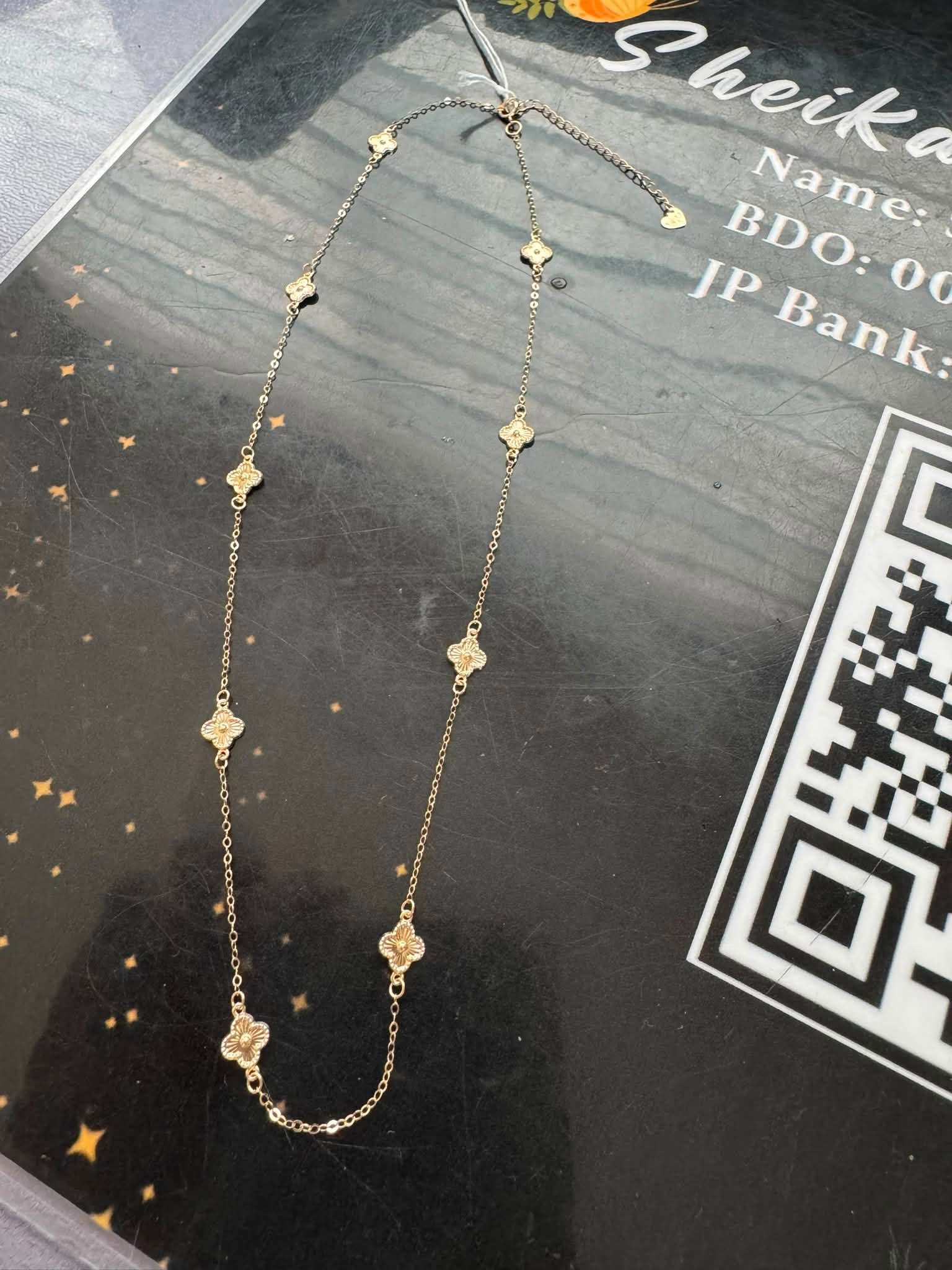 K18 Dainty Gold Clover Station Necklace